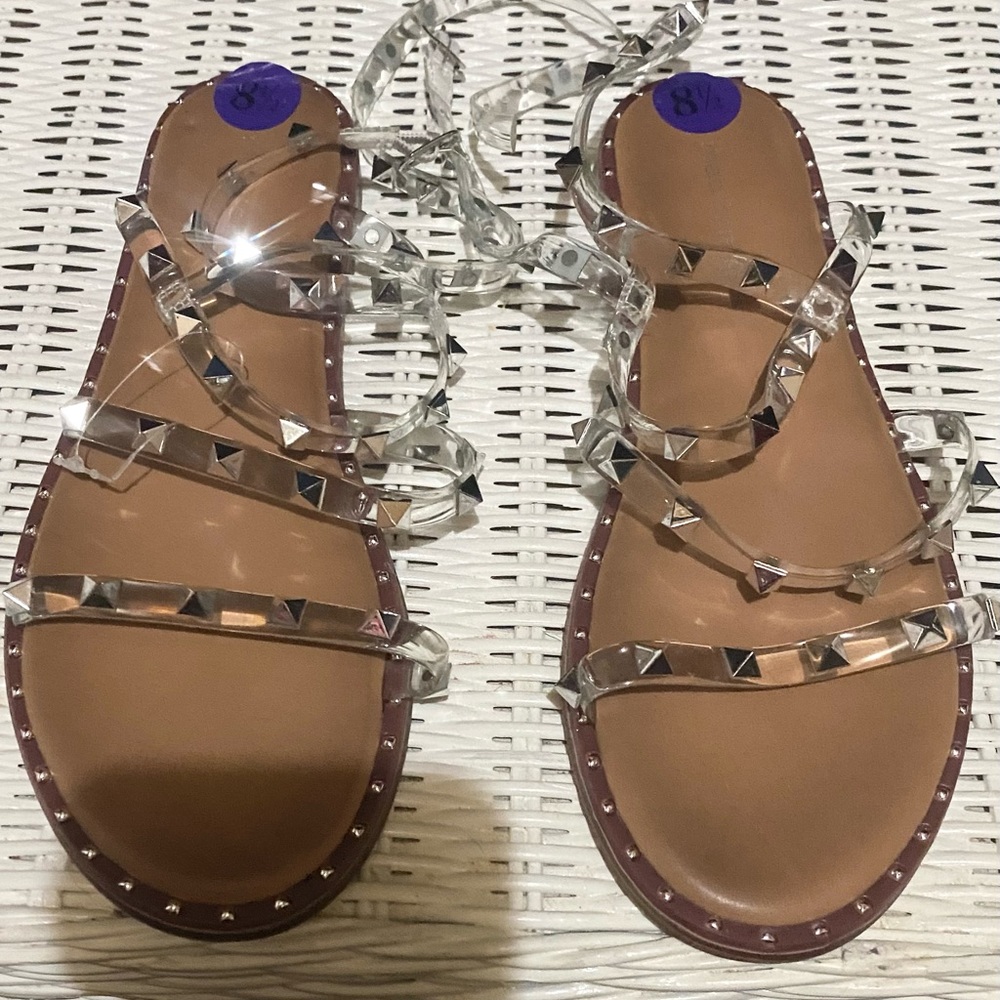 NWOT Clear strappy sandals